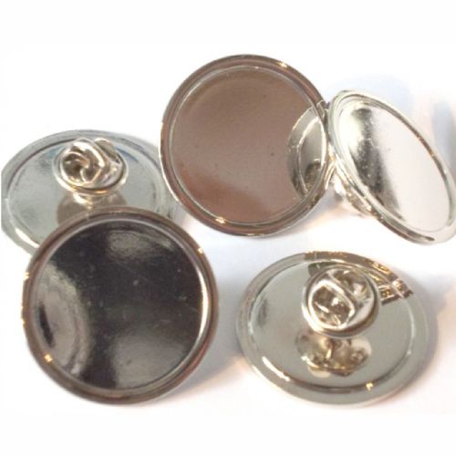 Superior Badge Blank round 25mm silver clutch and clear dome